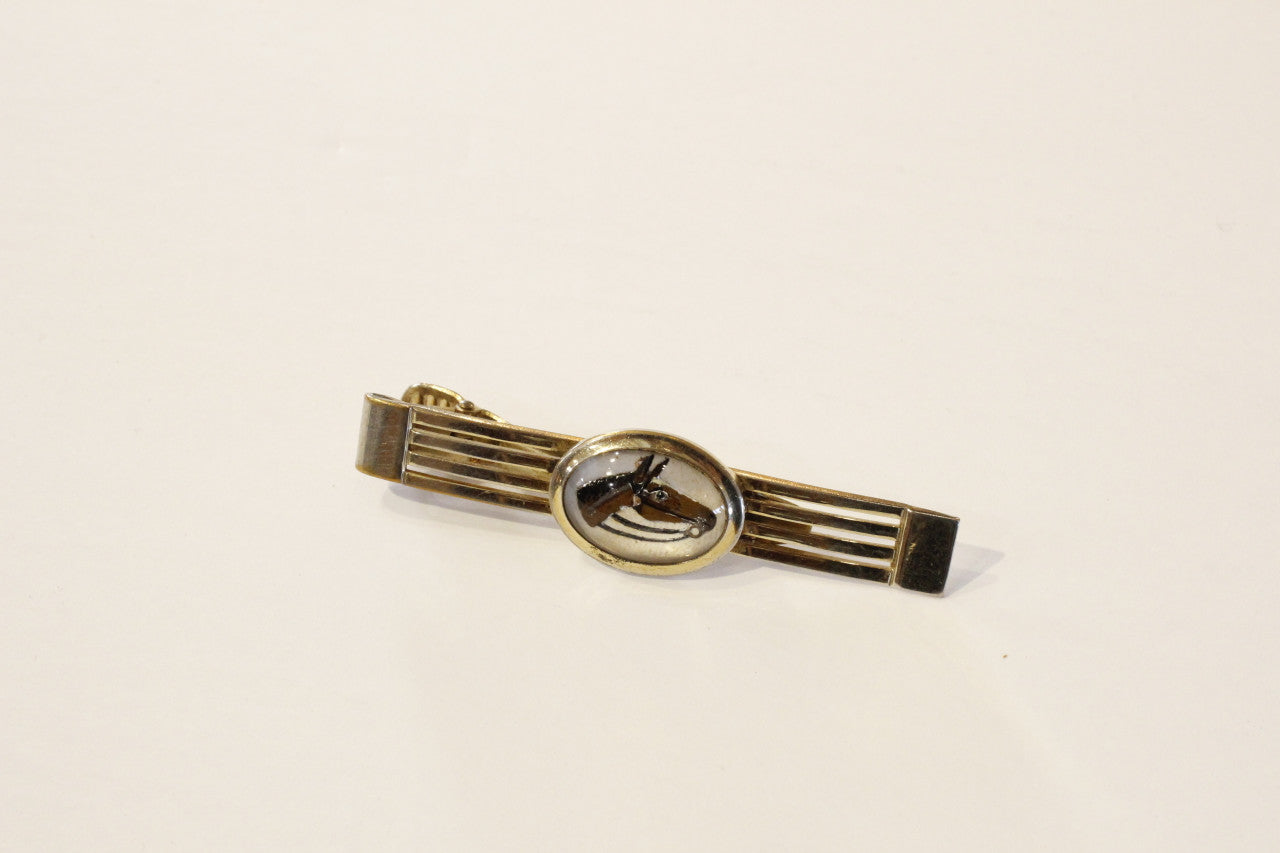 Vintage Lucite Bezel Intaglio Horse Head Tie Clip, Anson