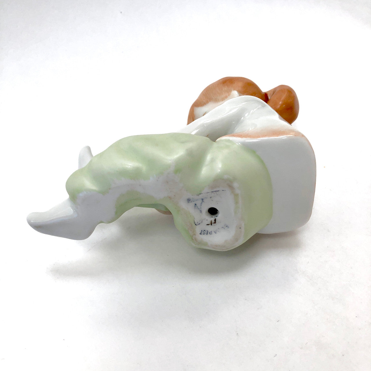 Aquincum, Figurine, Child, Girl, Pulling on Sock, Hungary, Porcelain, Vintage, Mid-Century, (Herend)
