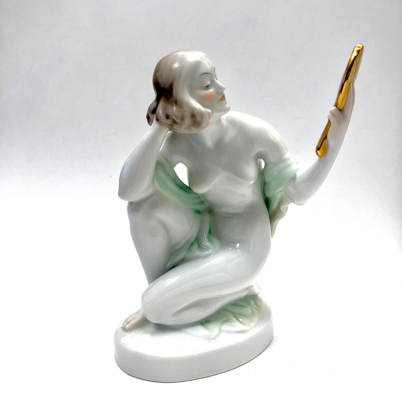 Herend, 5724, Figurine, Female, Nude, with Hand Mirror, Hungary, Porcelain, Vintage, Mid-Century,