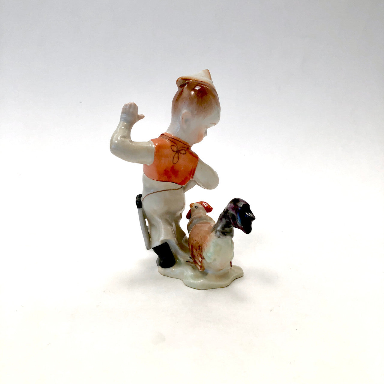 Herend, 5842, Figurine, Child, Boy, with Chicken, Hungary, Porcelain, Vintage, Mid-Century,