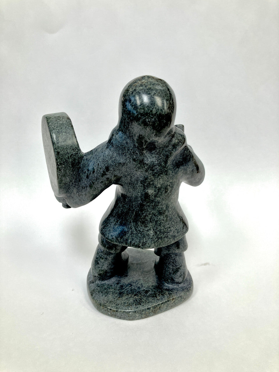 Soapstone Sculpture, Inuit, Drum Singer, Pitsulak Pinguatuk, Kangiqsujuaq, Nunavik, Hand Carved