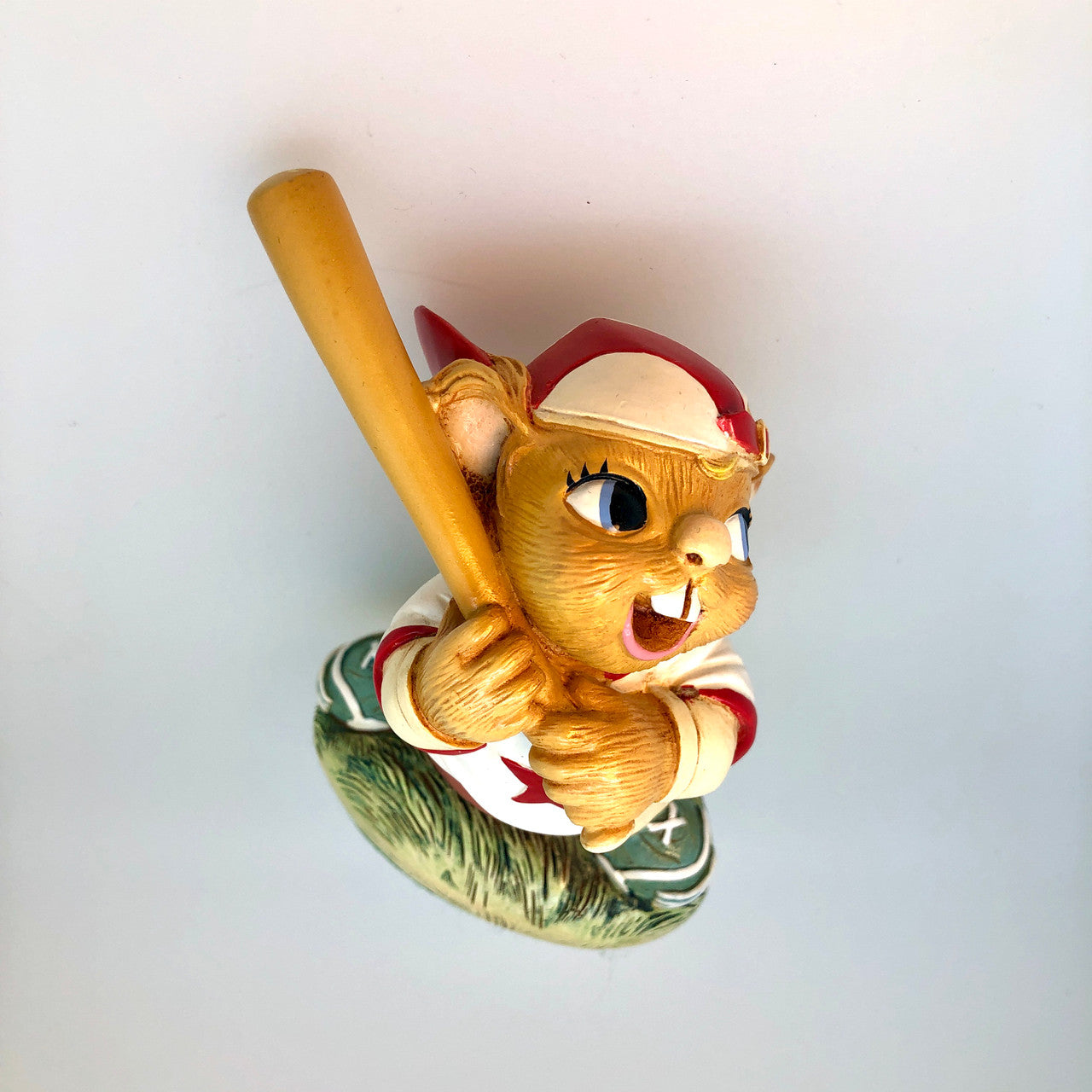 Pendelfin, Strike, Baseball, Batter, Baseball Bat, Red and White, Rabbit, Stonecraft, Bunny, Tony Green, Figurine, Vintage, Burnley, England