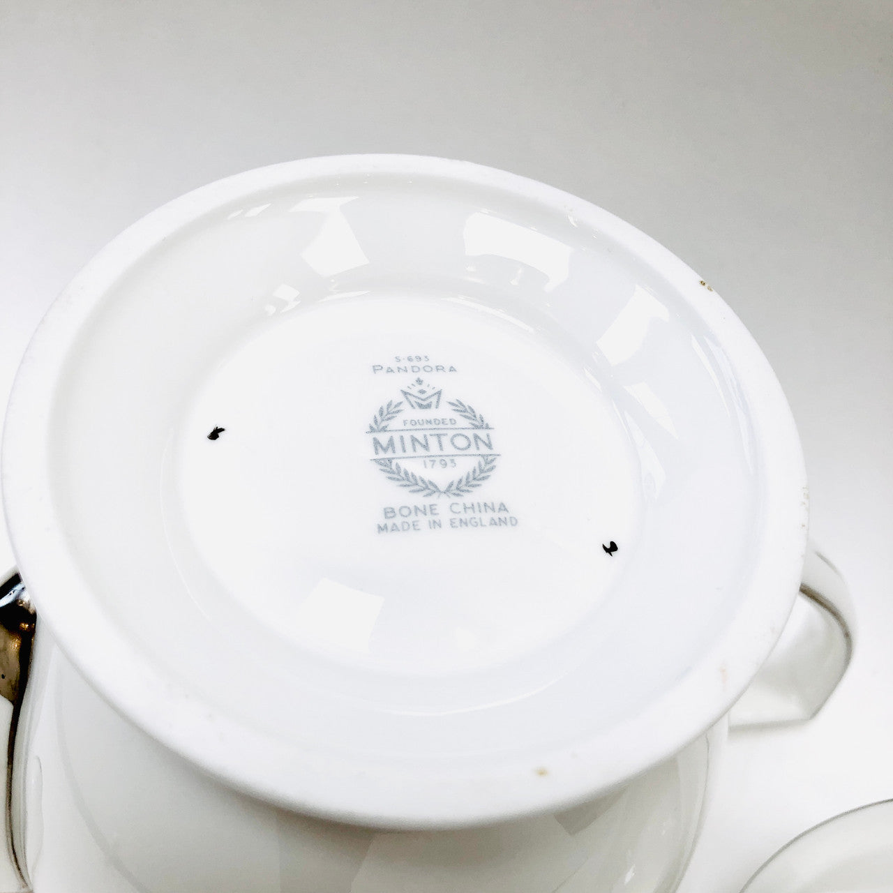 Minton Pandora Teapot, Tea Pot, Vintage, Floral, Grey, Platinum, Fine Bone China