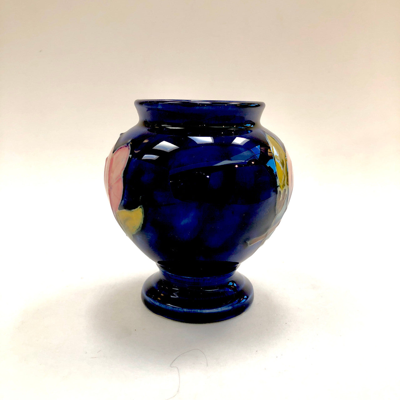 Moorcroft, Magnolia, Vase, Vintage, England, Walter, Ceramic, Pink, Cobalt Blue