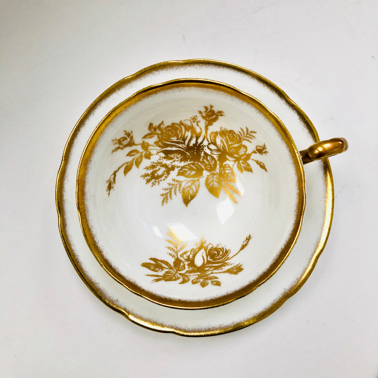 Paragon, Anniversary Rose, White, Gold, Rose, Teacup, Tea, Cup, Saucer, Vintage, Fine Bone China, England