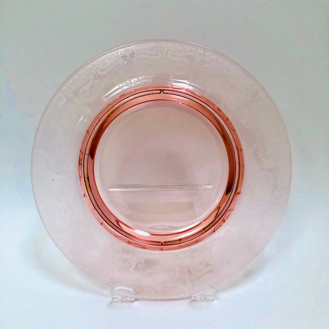 Cambridge, Vintage, Pink, Glass, Plate, Etched, #520
