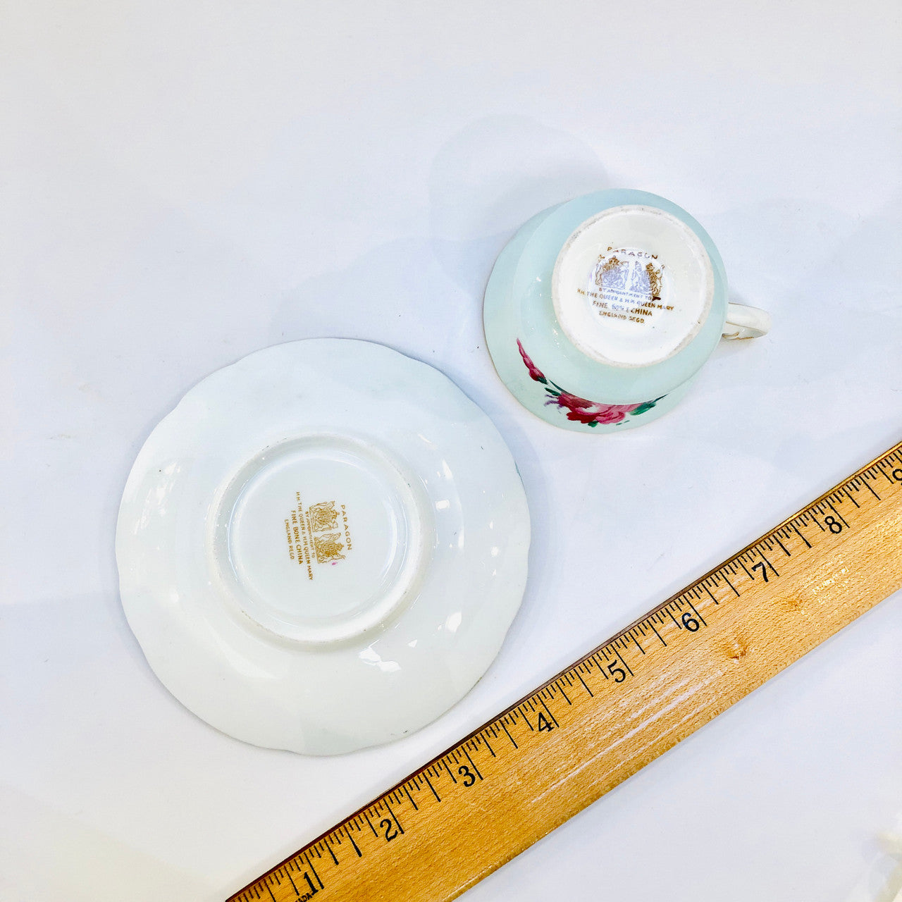 Paragon, Light Blue, Floral, Demitasse, Cup, Saucer, Cup and Saucer, Vintage, Fine Bone China, England, Double Warrant,