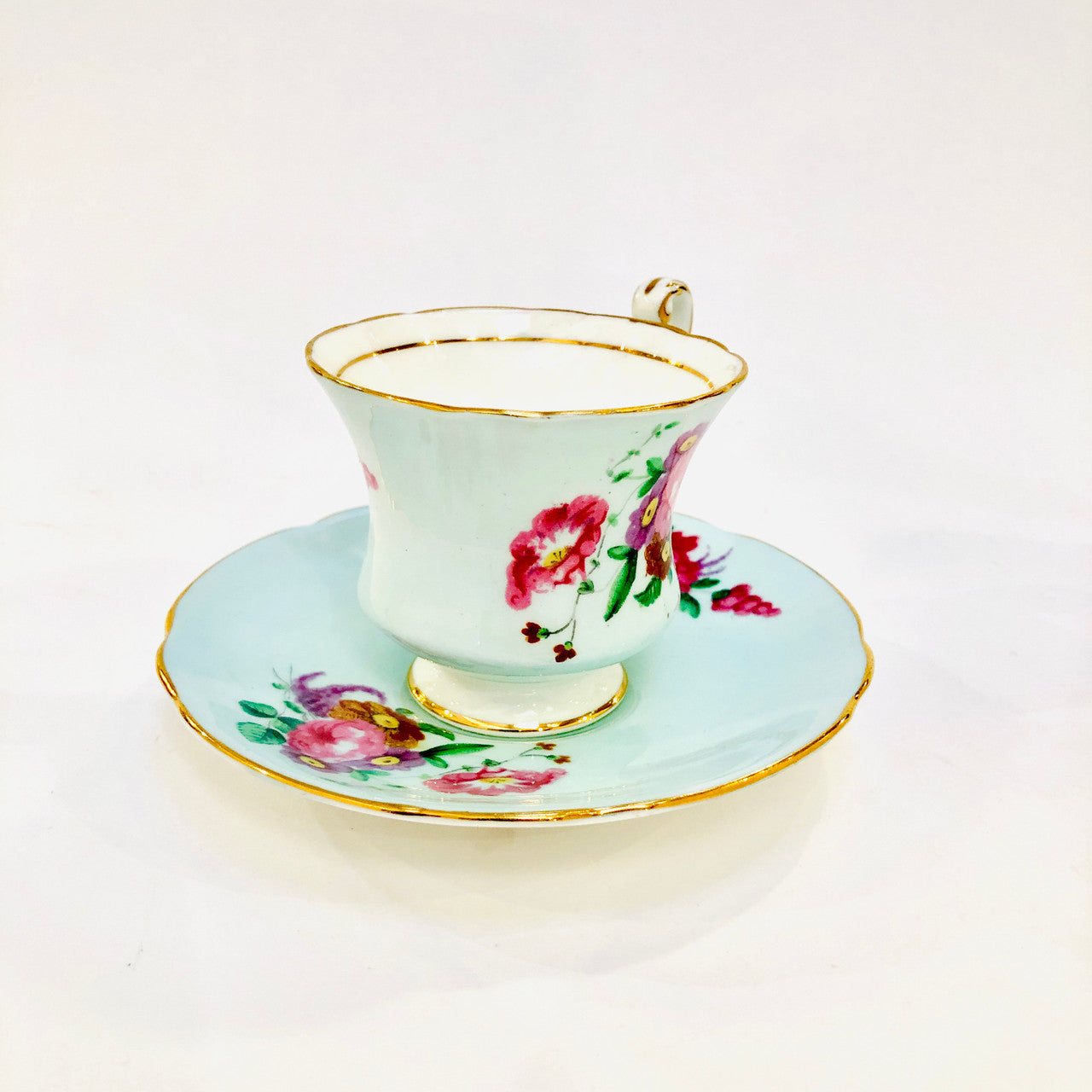 Paragon, Light Blue, Floral, Demitasse, Cup, Saucer, Cup and Saucer, Vintage, Fine Bone China, England, Double Warrant,