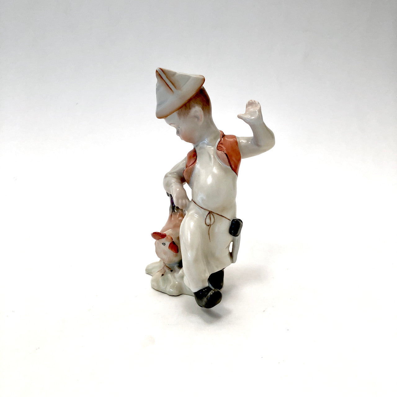 Herend, 5842, Figurine, Child, Boy, with Chicken, Hungary, Porcelain, Vintage, Mid-Century,