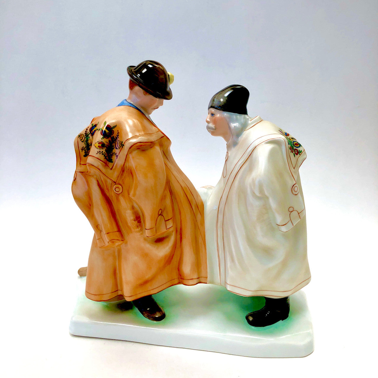Herend, 5506, Figurine, Two Men, Gentlemen, Farewell, Handshake, Father and Son, Hungary, Porcelain, Vintage, Mid-Century,