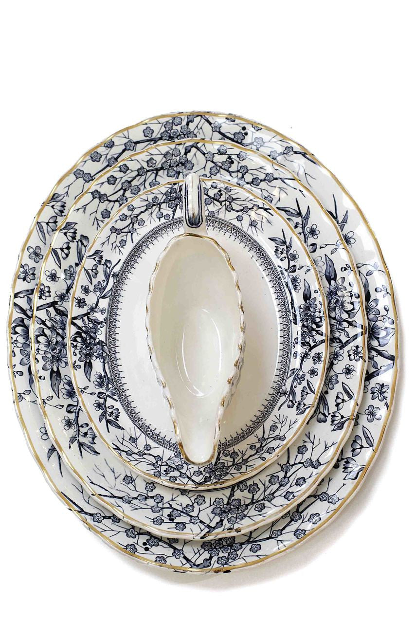 Antique, Set, Platters, Graduated, Gravy Boat, 1884