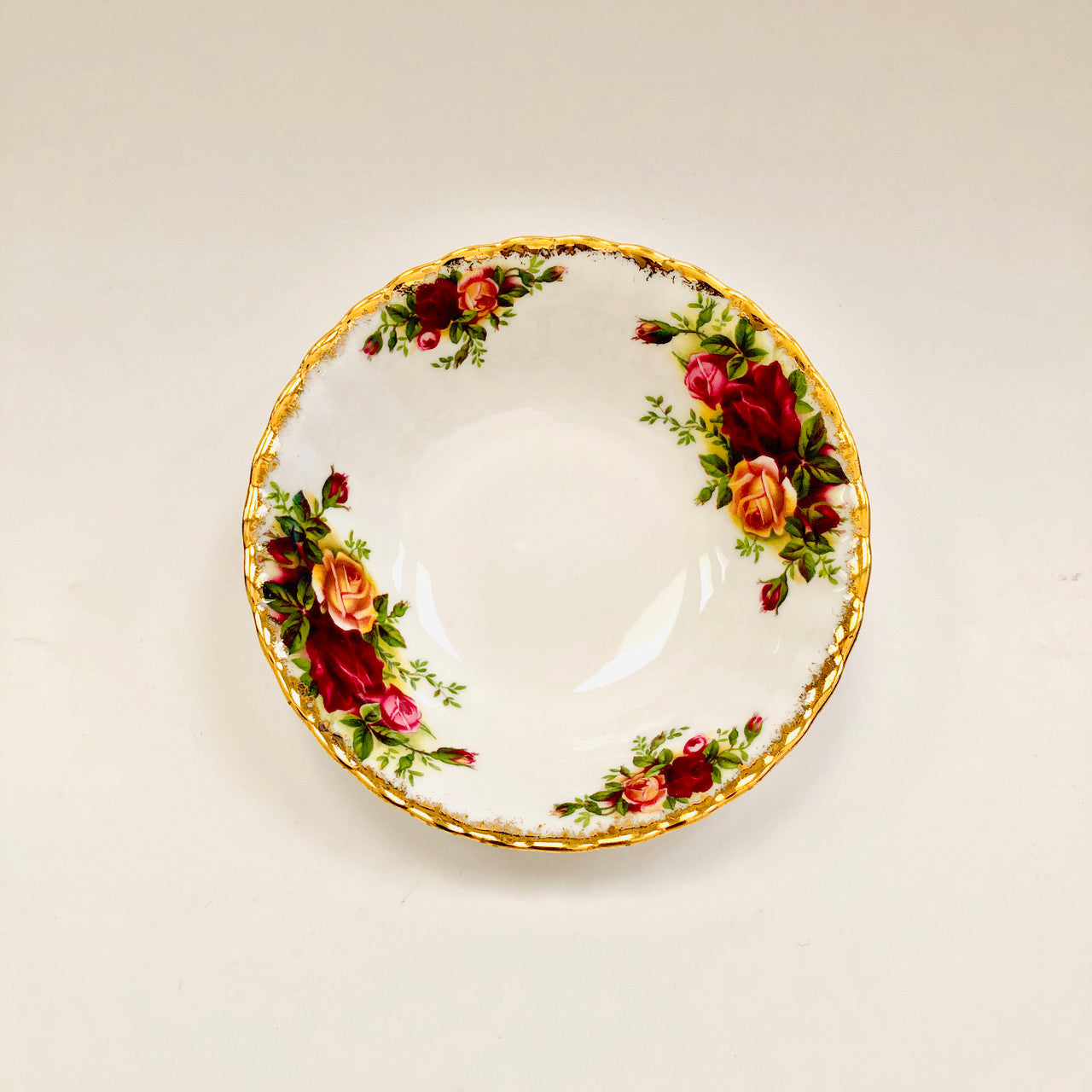 Royal Albert, Old Country Roses, Bowl, Nappie, Fruit, Dessert, Vintage, Red, Roses, England, Steampunk