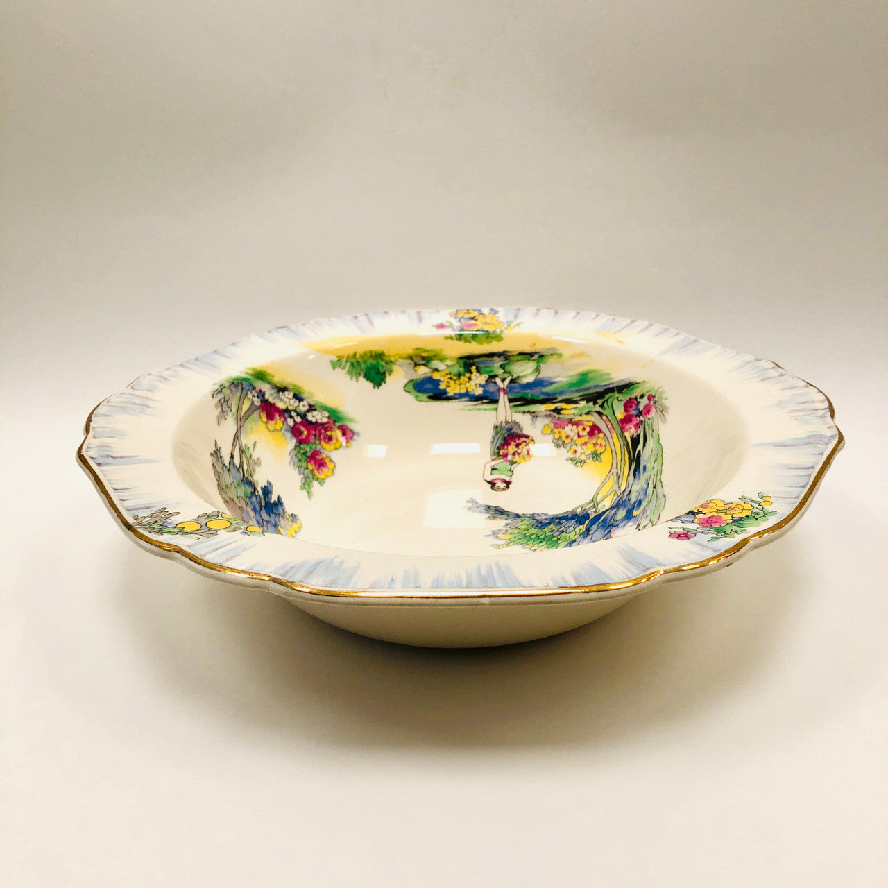 H & K Tunstall, Hollinshead & Kirkham, Vintage, Ceramic, Bowl, Hawaiian, Rimmed,