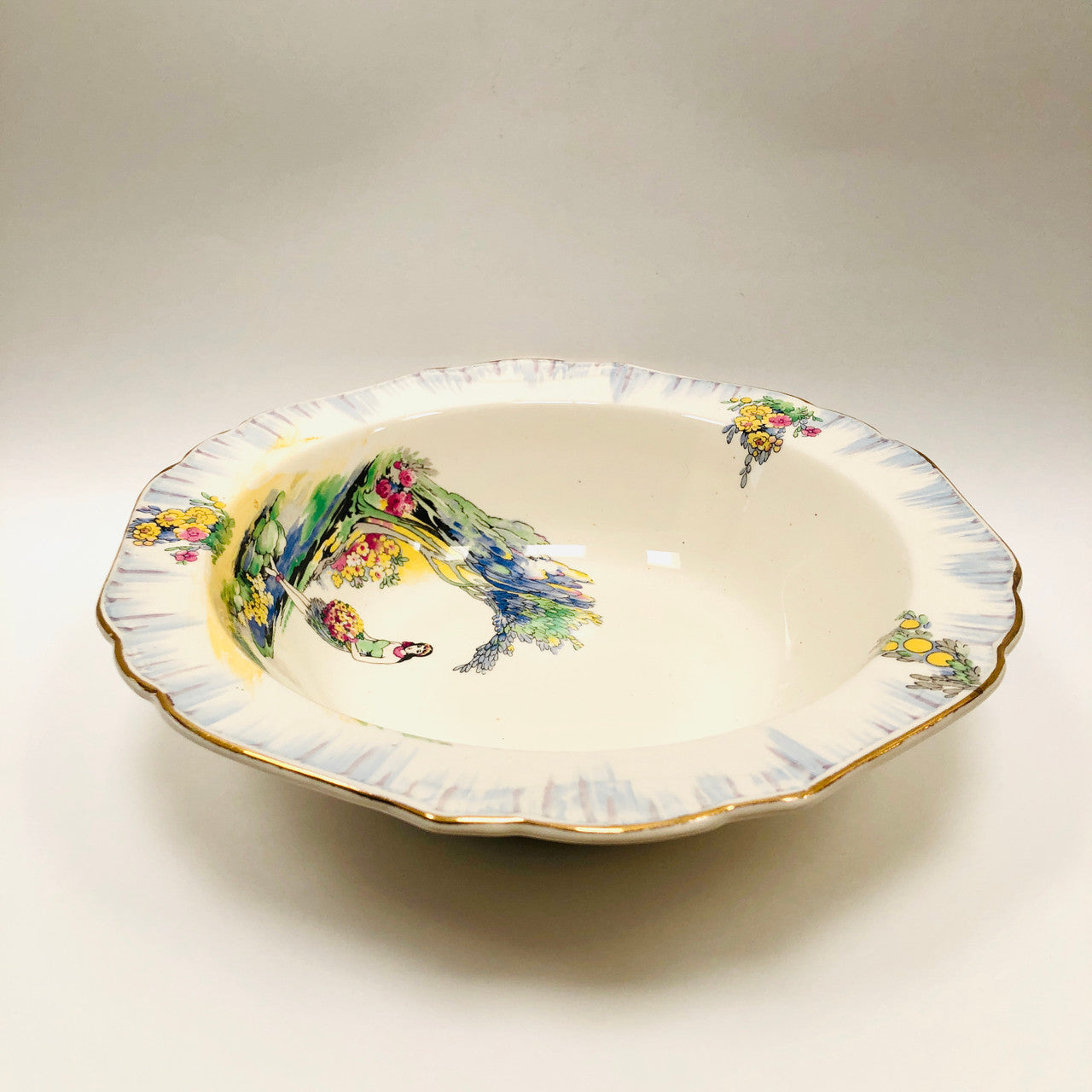 H & K Tunstall, Hollinshead & Kirkham, Vintage, Ceramic, Bowl, Hawaiian, Rimmed,