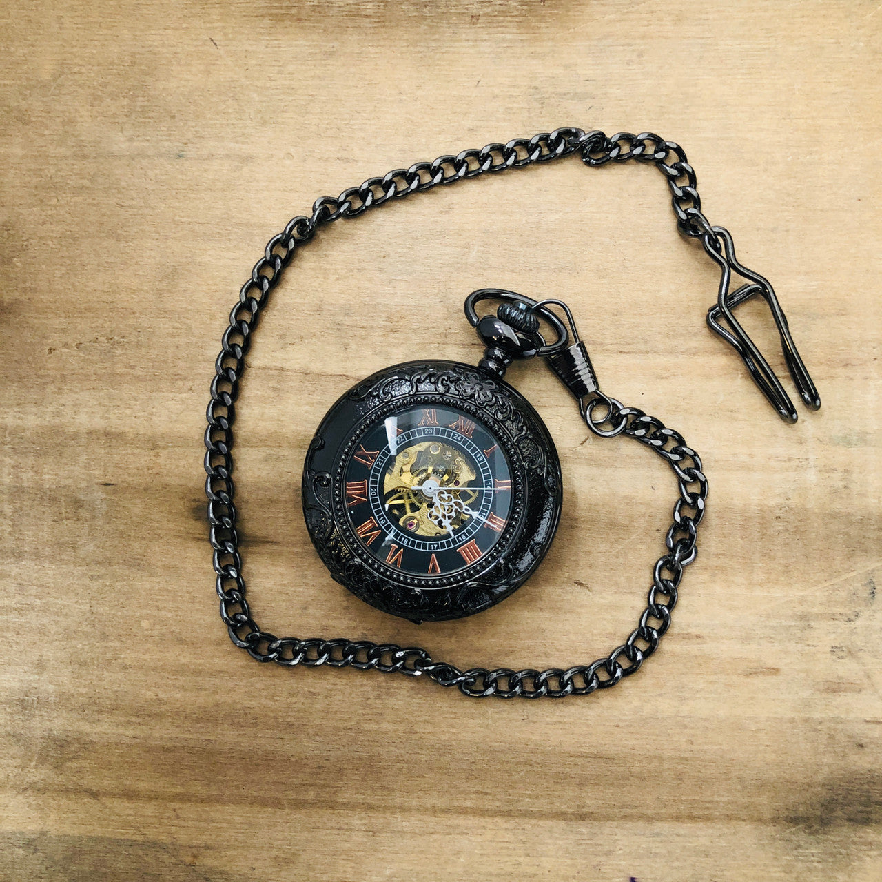 Vintage Style, Wind Up, Manual, and Battery Run, Pocket Watch, with Chain, Steampunk