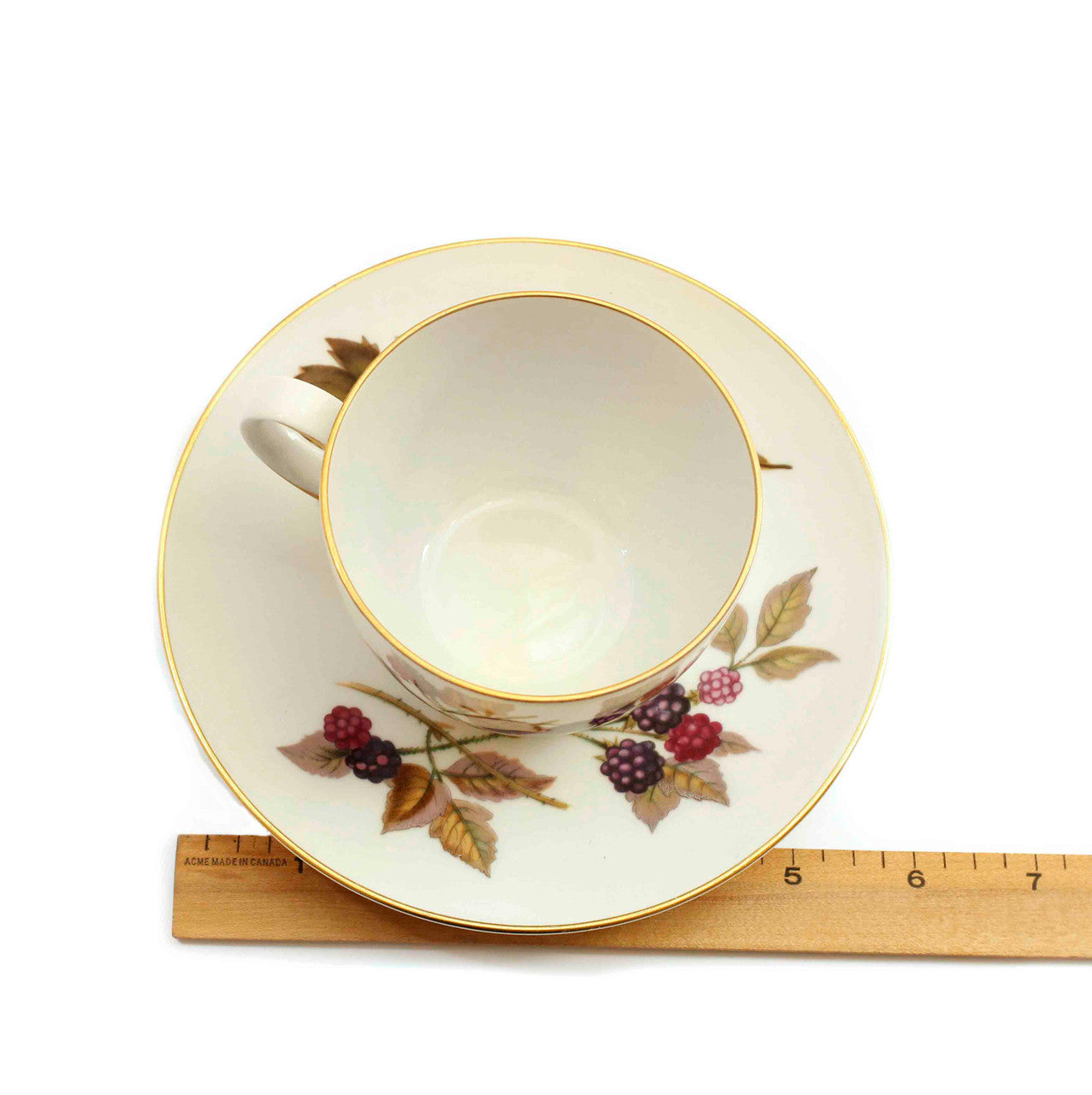 Royal Worcester, Tea Cup, Saucer, Cup and Saucer, Evesham, Gold, Fruits