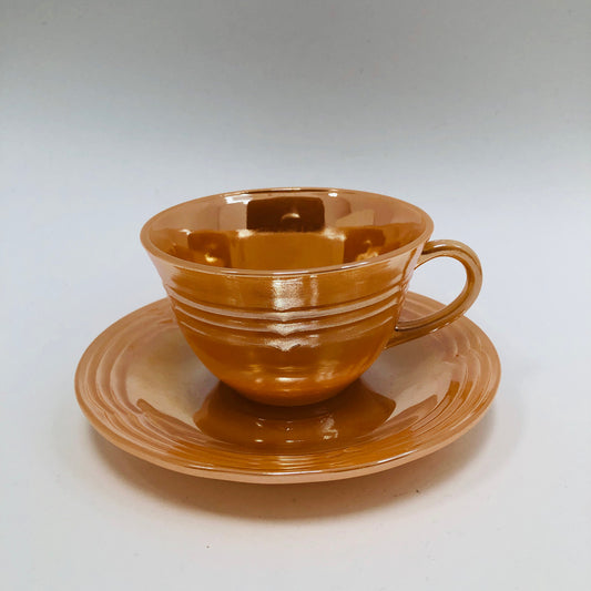 Anchor Hocking, Fire King, Cup and Saucer, Peach Lustre, Glass