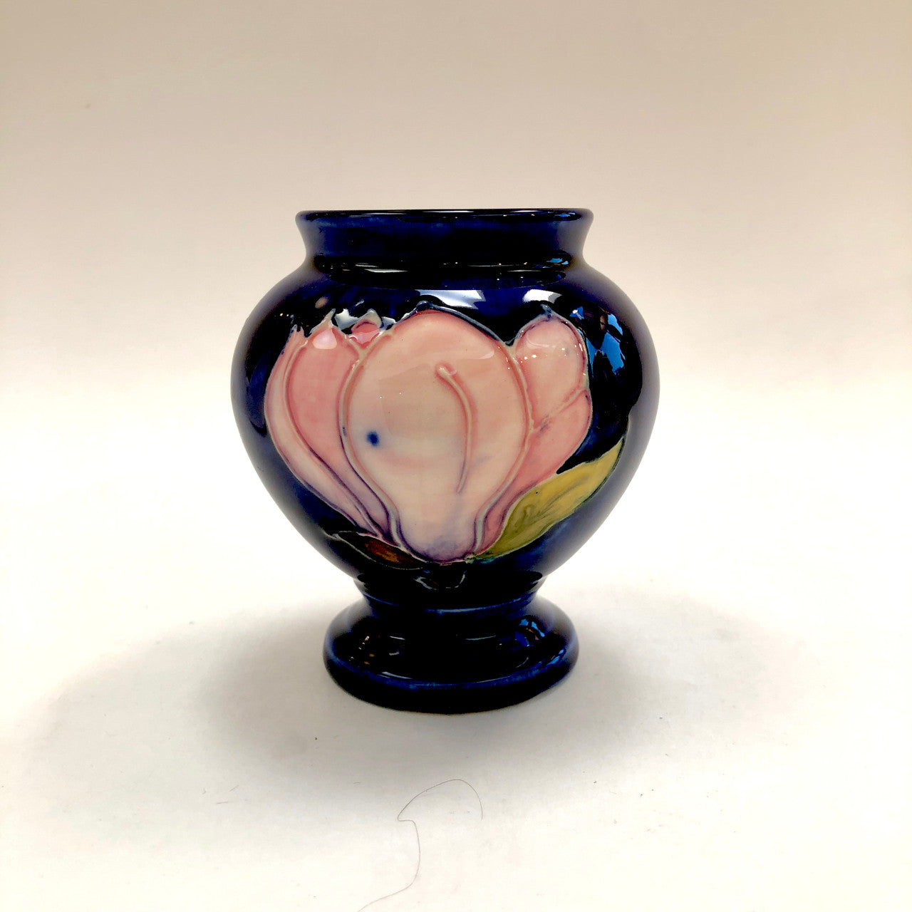 Moorcroft, Magnolia, Vase, Vintage, England, Walter, Ceramic, Pink, Cobalt Blue
