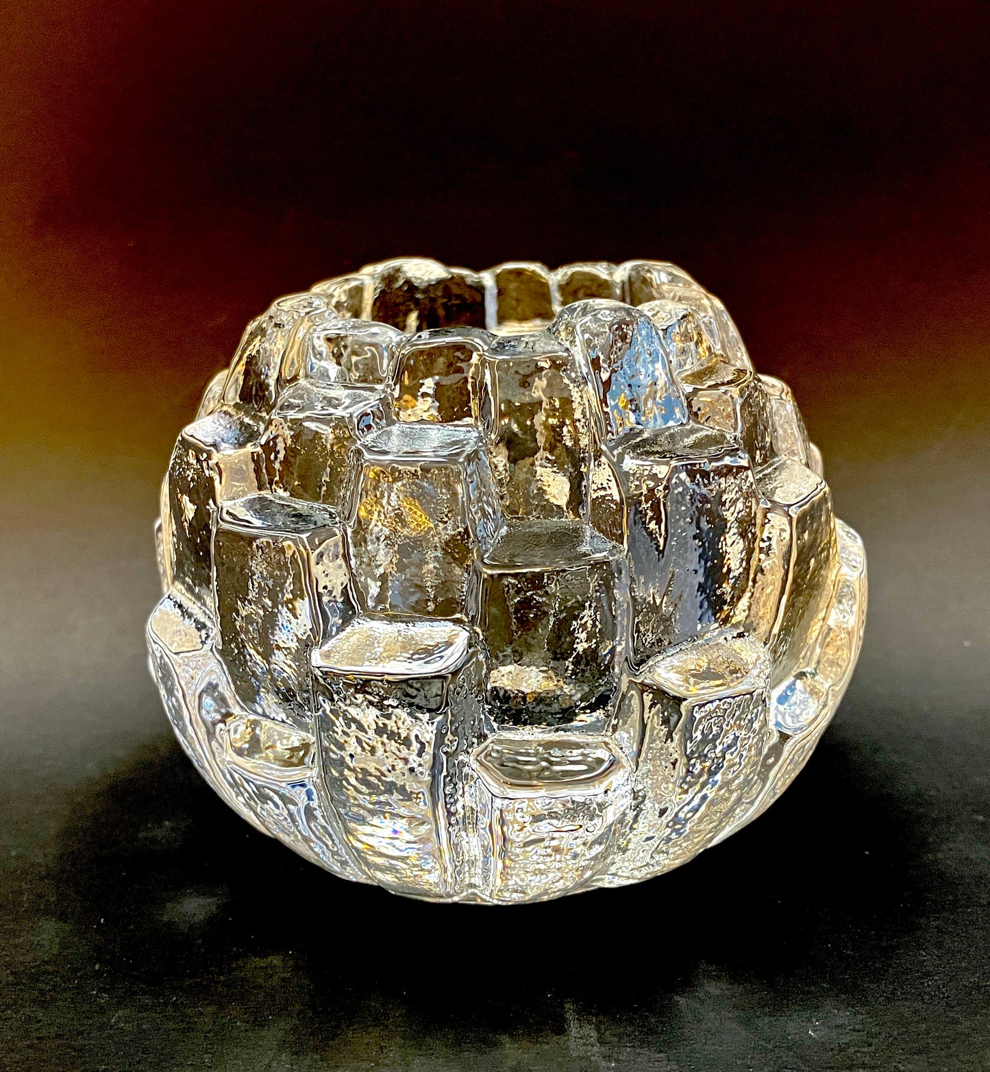 Kosta Boda, Tea Light, Igloo, Candle Holder, Glass, Crystal, Sweden, Bengt Edenfalk