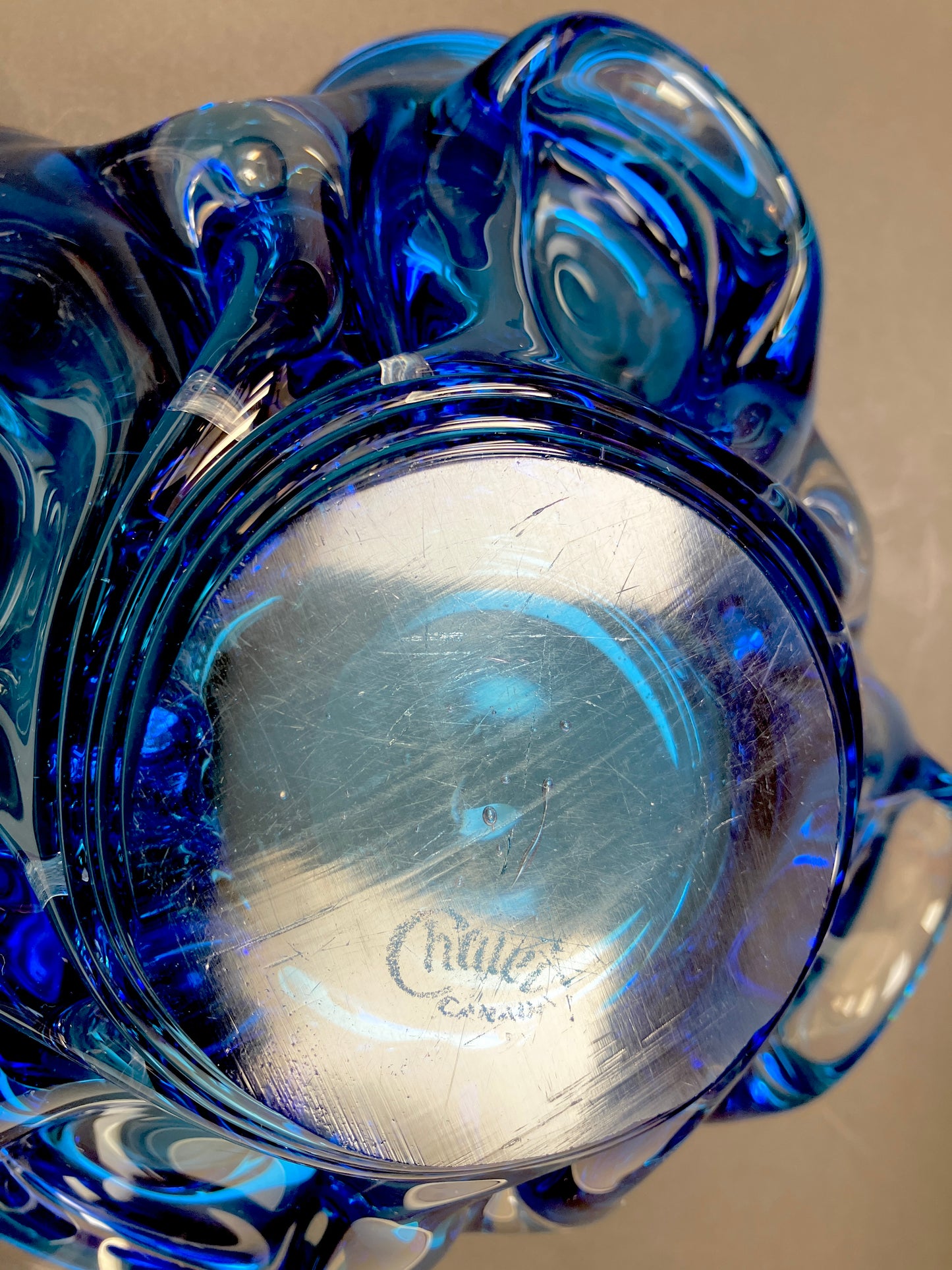Chalet, Art Glass, Bowl, Ashtray, Blue, Mid-Century Modern