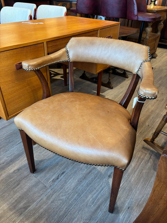 Vintage Leatherette and Wood Office Chair