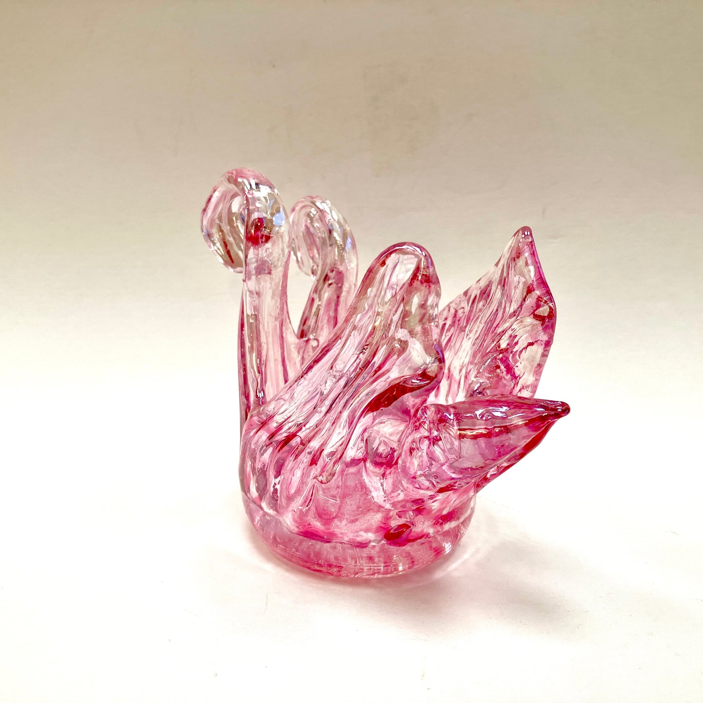 Pink, Two headed Swan, Vintage, Chantili, Chalet, Art Glass, Glass, Figurine, Figural bowl