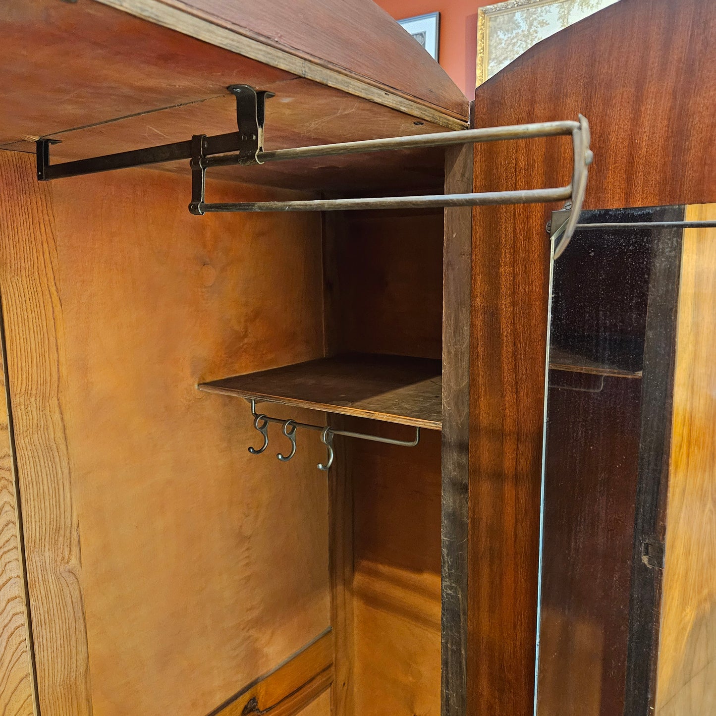 Vintage wardrobe with pullout rail