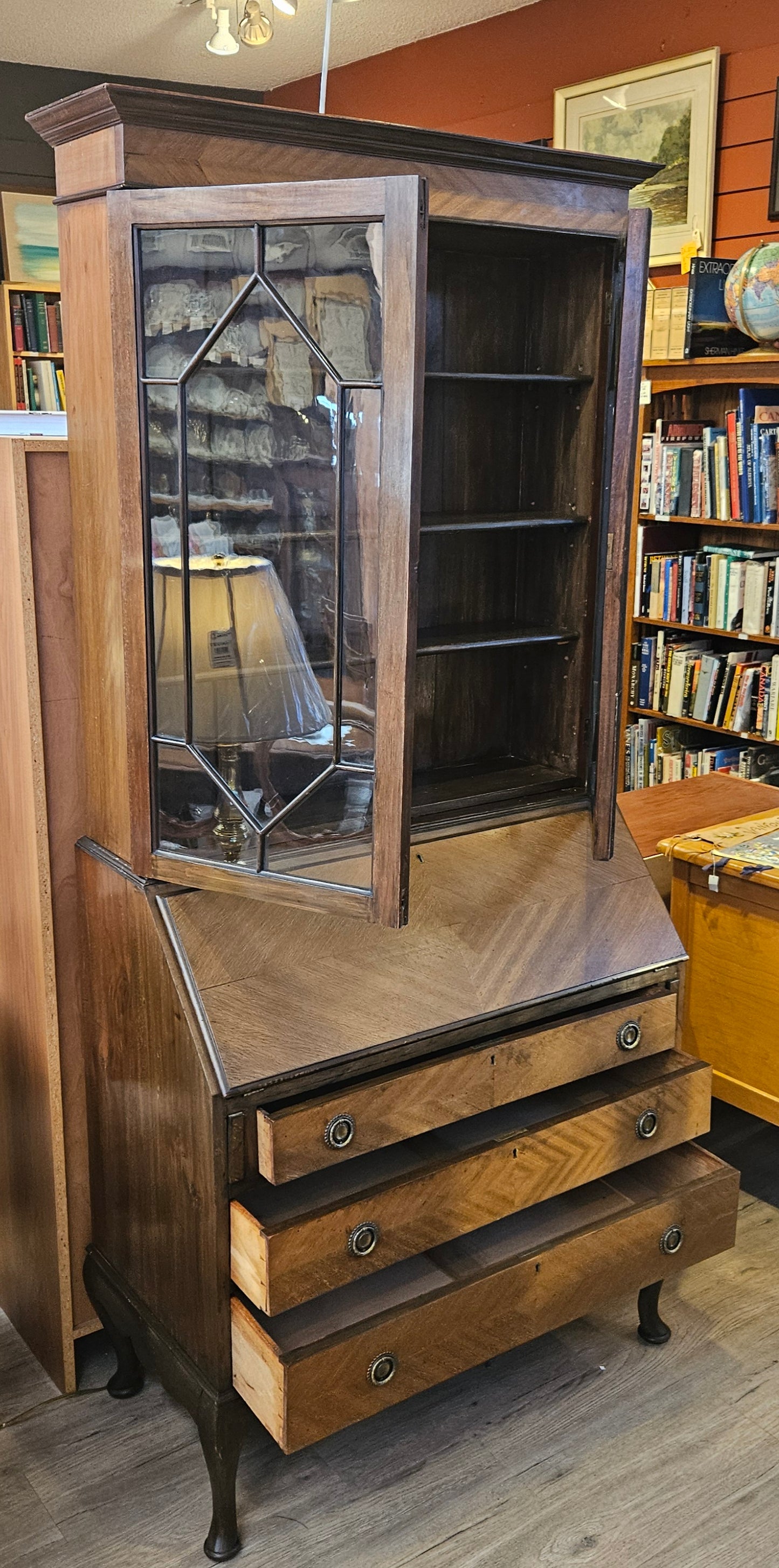 Antique secretaire in 2 parts