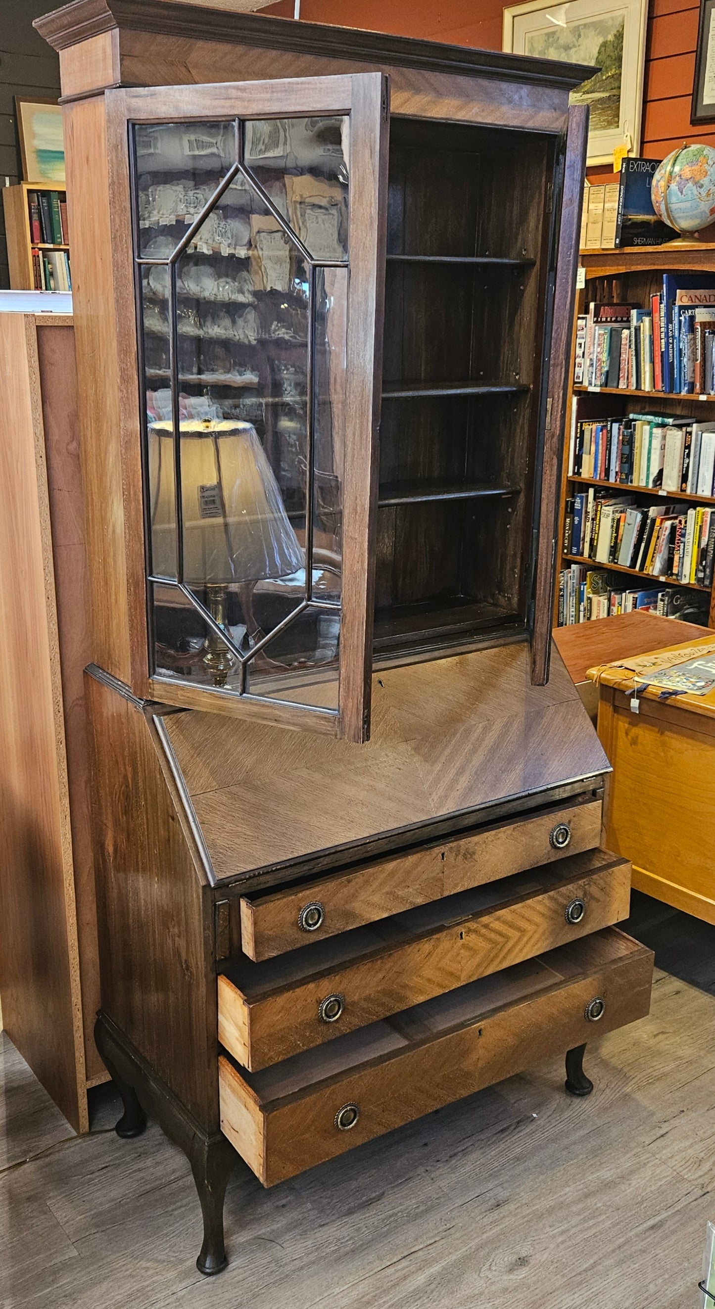 Antique secretaire in 2 parts