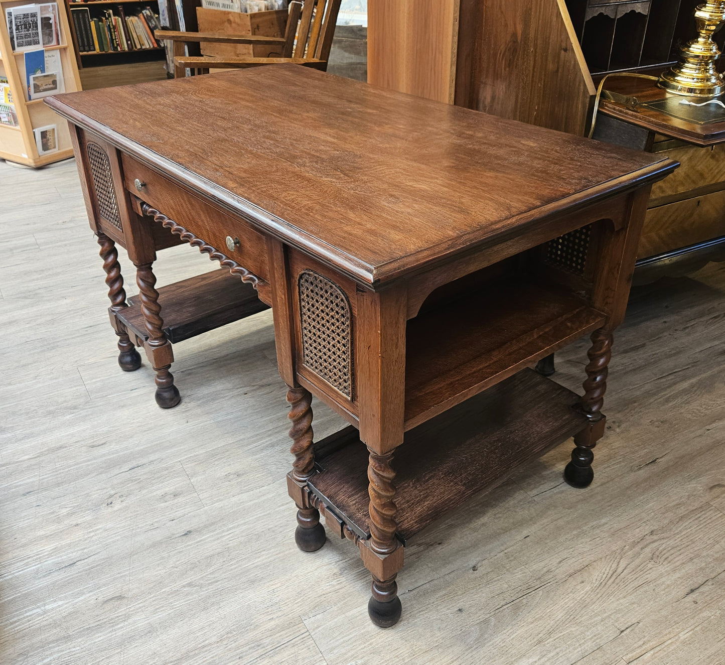 Dark oak barley twist library table/desk