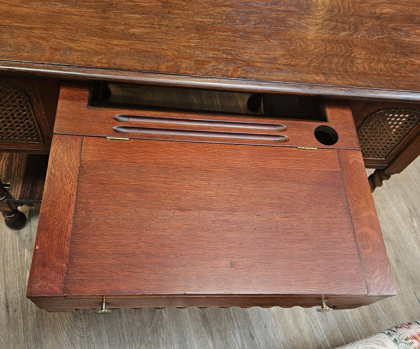 Dark oak barley twist library table/desk