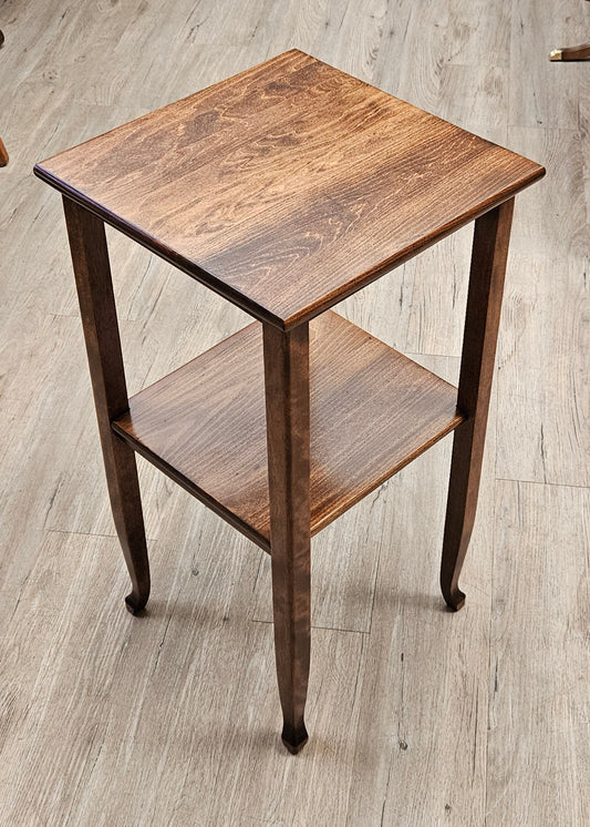 Square parlour table/plant stand with shelf, oak