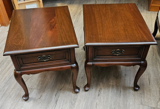 Pair of Gibbard side tables with drawer, mahogany