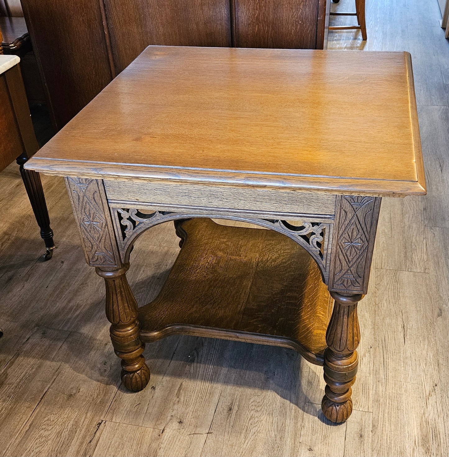 Square oak table, Aesthetic Movement