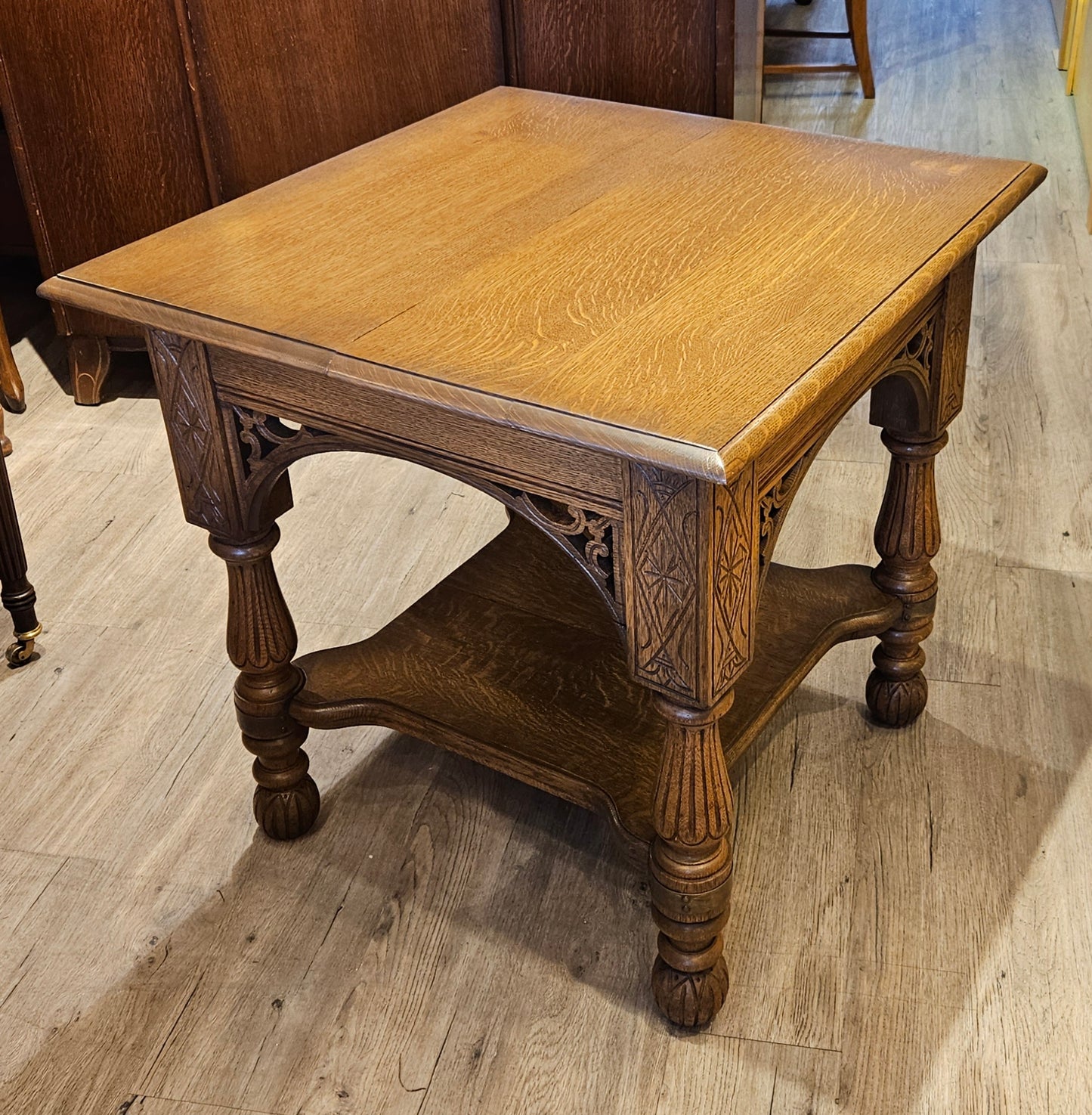 Square oak table, Aesthetic Movement