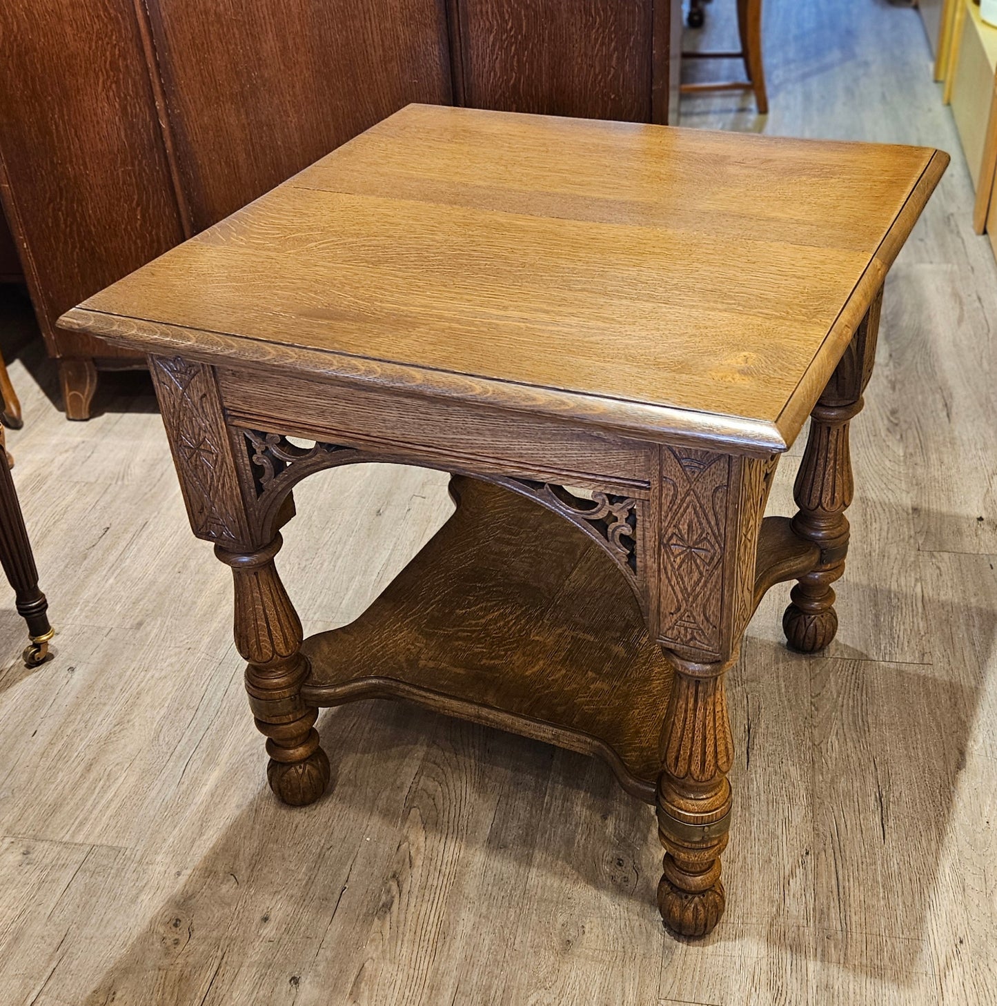 Square oak table, Aesthetic Movement