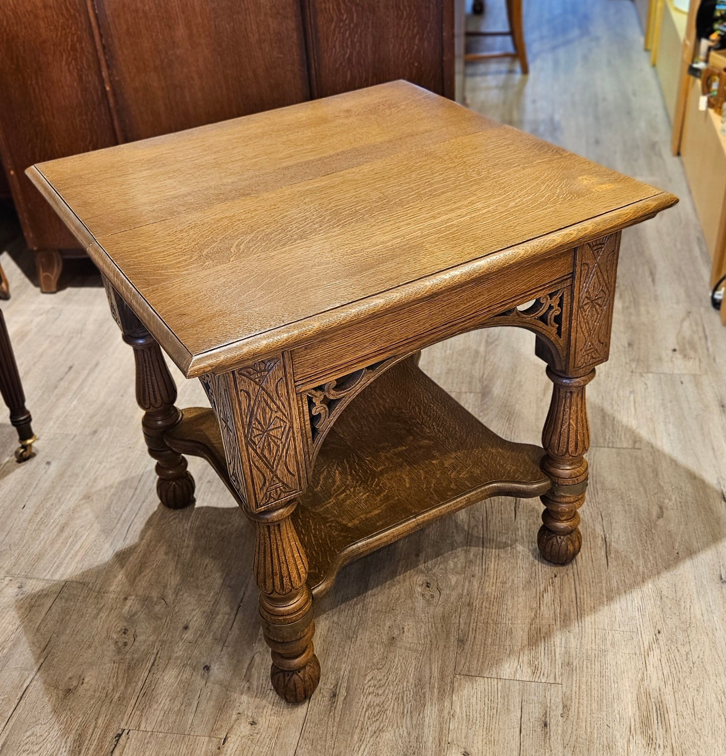 Square oak table, Aesthetic Movement