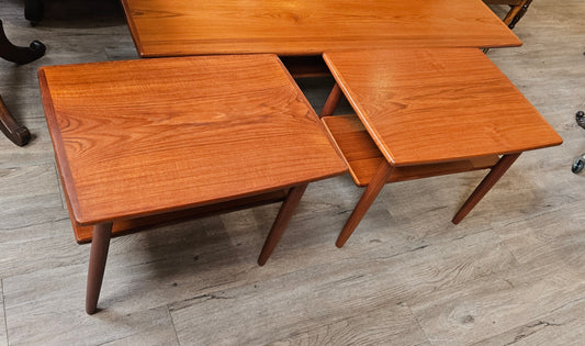 Pair of Teak side tables with shelf