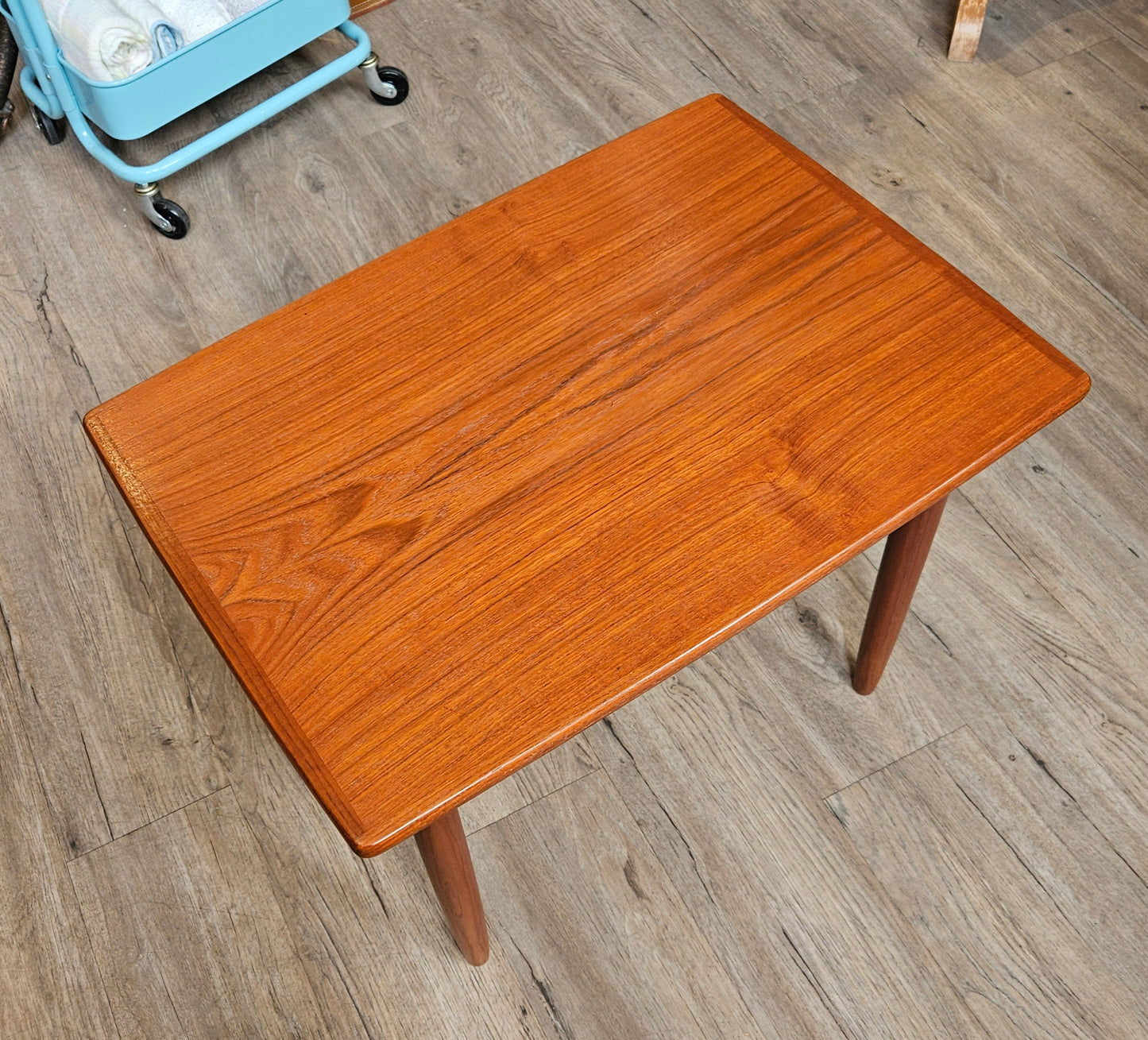 Pair of Teak side tables with shelf