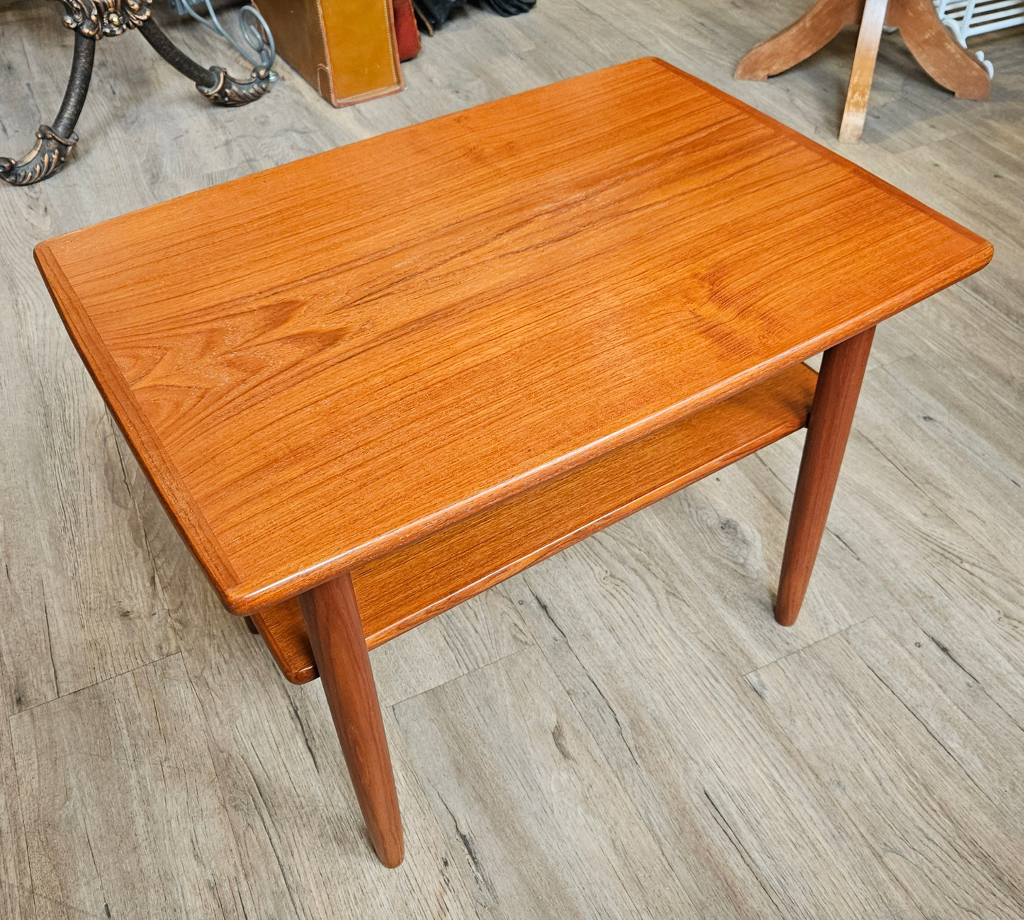 Pair of Teak side tables with shelf