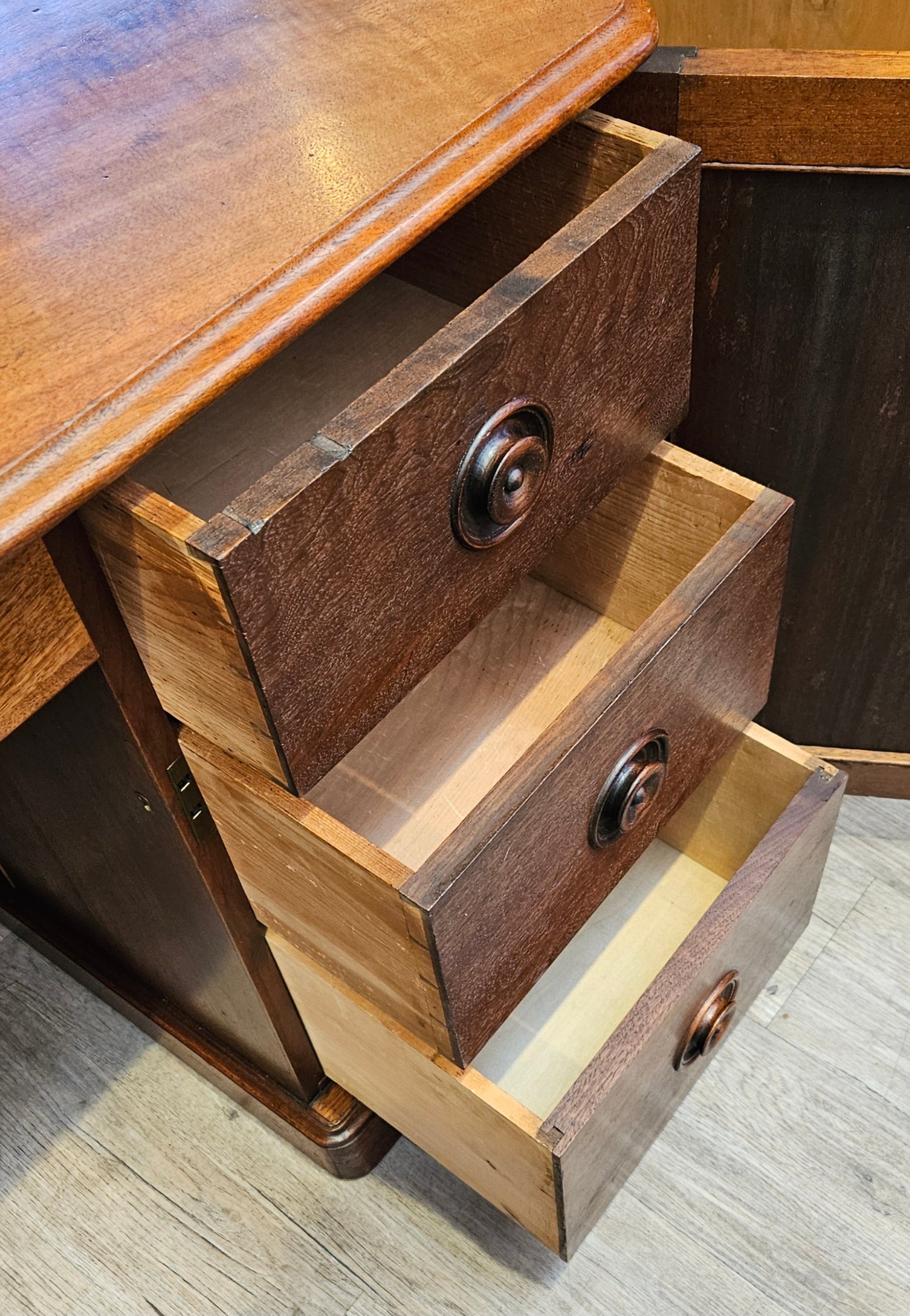 Mahogany desk, converted from side server