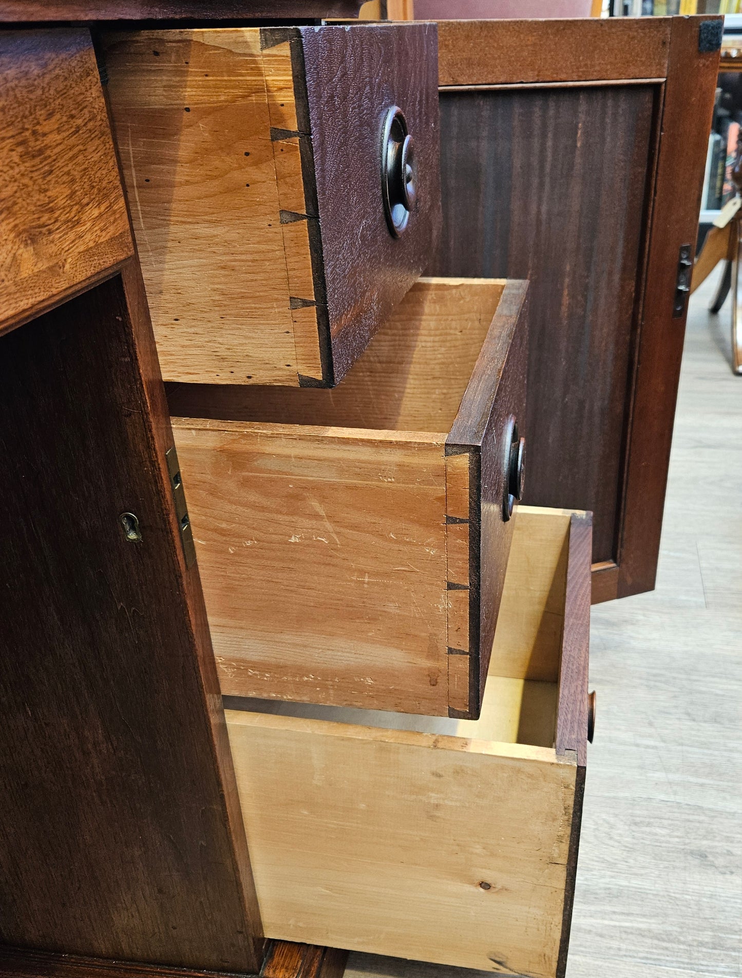 Mahogany desk, converted from side server