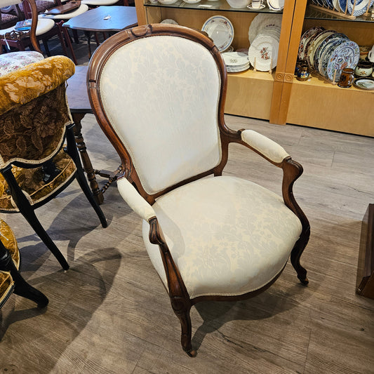 Victorian armchair, cream coloured upholstery