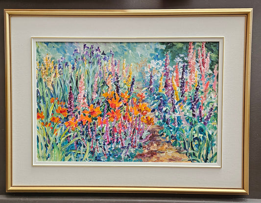 Elaine Tweedy painting on canvas, framed