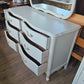 Long dresser with mirror, painted white