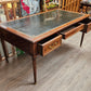 Large desk with drawers , tooled leather top, Louis XVI style