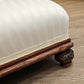 Low white upholstered fireside bench