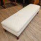 Antique fireside bench, white upholstery