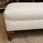 Antique fireside bench, white upholstery