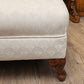 Antique fireside bench, white upholstery